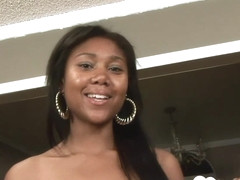 Asian babe moans while putting on a show