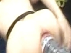 Great amateur porn showing my wife shoving a bottle in her cunt