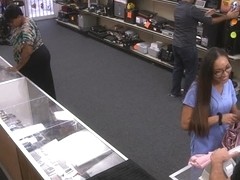 Pretty girl in glasses fucked by pawn man to earn extra cash