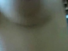 Mad breasty gal mounts and swallows