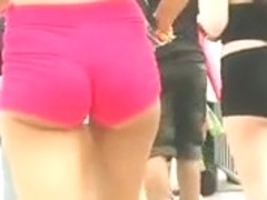 Tight Pink Booty Shorts Public Concert