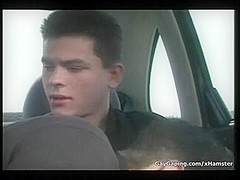 Dark Brown homosexual engulf 2 pricks outdoors