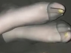 Girlfriend nylon cum with yellow nails