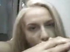 Blonde doll giving special oral treatment in the morning