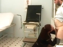 Busty young brunette has a horny old doctor drilling her hairy peach