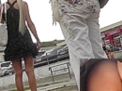 Doll in superb dress becomes a star of the upskirt clip