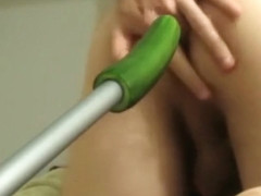 Anal prostate massage - impaled on a cucumber