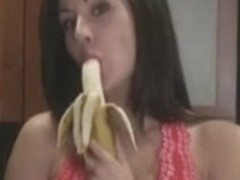 Pleasing Krissy Banana Oral Job