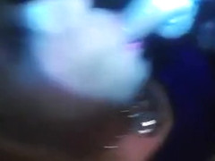 Greedy for cum slut gives blowjob to a fat cock