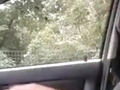 Man sitting in the car flashing his cock to passing by girl