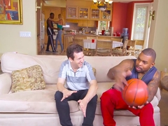 Horny big boobs blonde MILF fucked in interracial threesome