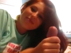 Cute amateur redhead sucking my long prick so damn good in POV