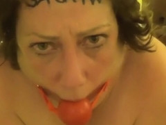 bdsm - Mature white lady ball gagged and ass fucked by BBC