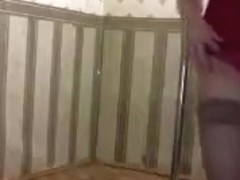 Caramelca dancing with a pole