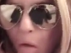 Sexy blonde gives hot blowjob to big fat cock