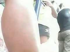 Round ass in a white thong hidden cam upskirts on a bus