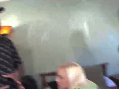 Hot ass blonde MILF with big boobs fucked by three BBCs