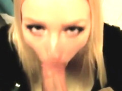 Gorgeous Blonde Sucks Cock in a Shop