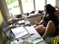 Hot big boobs brunette doing a dirty solo masturbation