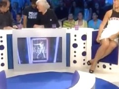 Local celebrity panties up skirt in a live show