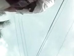 nice HRM student in white stripe panty