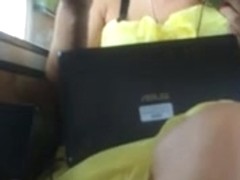 Upskirt Train Yellow Dress 1