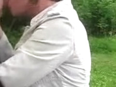 Amateur mature bitch sucks and bangs a stiff cock outdoors