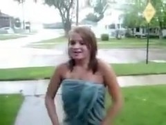 Girl Drops Her Towel in Public