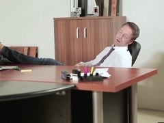 Blonde babe forces her young co worker to fuck her hard