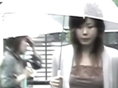 Japanese boob sharking of a hot chick in a narrow street