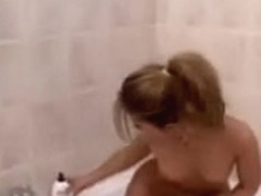 Lets watch how my small 20 yo girlfriend masturbates in shower