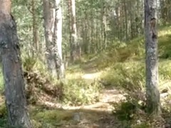 Army guy makes a sextape with his blonde gf in the forest