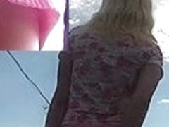 Hawt view up pink petticoat