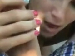 Blonde delights big fat cock with naughty blowjob