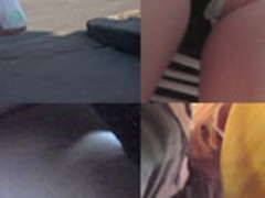 Voyeur upskirt video of a slim redhead's butt