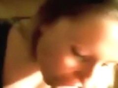 Pretty blonde wife make a hell of a blowjob when parents leave house