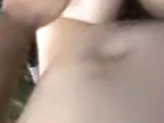 Mature couple fucks in public in a forest