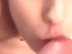 She sucks a fatty guy before getting fucked