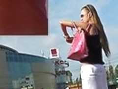 Up the white cotton petticoat of skinny playgirl