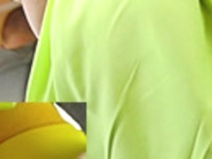 upskirt voyeur filmed young girl in light green dress