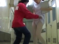 Nasty man going to shark the panty of hot nurse