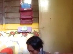 Asian milf with small tits and hairy pussy takes a shower