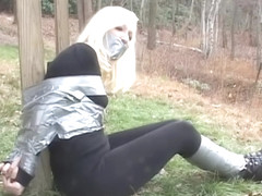 Wife Taped And Tape-gagged Outdoors