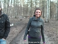 Titted dark brown fuck in the woods