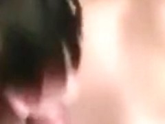 My brunette lover sucks and rubs my cock in homemade video