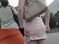 Candid upskirt vid with pink belts