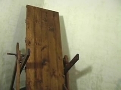 Golden-Haired domme spanks wazoo and clamps pink cum-hole