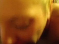 Blonde girlfriend engulfing diminutive ding-dong until this guy cums