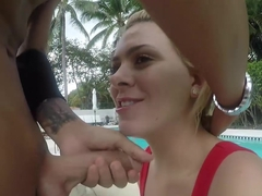 ThisGirlSucks - Blonde Babe Deepthroats Big Cock