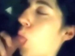 Cutie sucks cock, rubs her pussy wet and has intercourse.